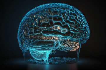 shining transparent brain, brain intelligence