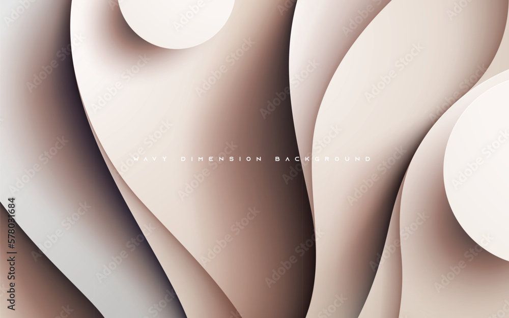 Poster abstract cream dimension background wavy and circle layers