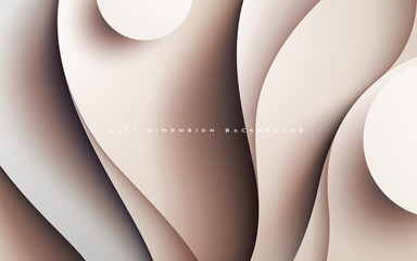Abstract cream dimension background wavy and circle layers