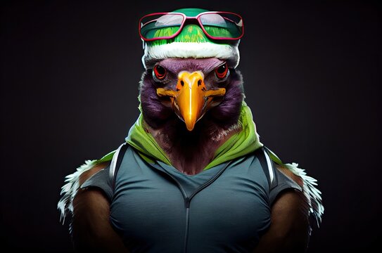 Chicken Muscular Athlete Wearing Workout Clothes Generative AI