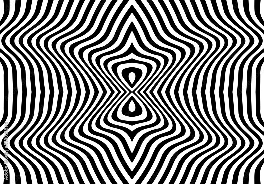 Poster abstract wavy line pattern. seamless geometric background with curve or distorted lines. black and w