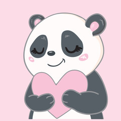 Illustration with cute cartoon panda.