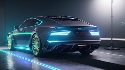 Fototapeta na wymiar Digital drawing of a futuristic car. Generative AI