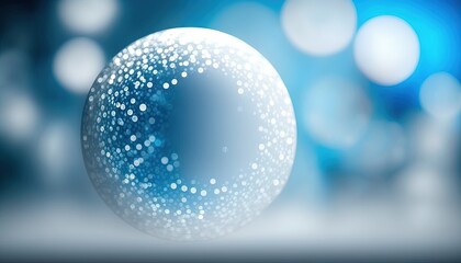 a blue and white ball with bubbles on a blue and white background with boke of light and a blurry background with a blurry background.  generative ai