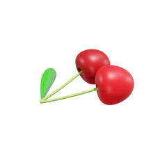 Cherry ceri fruit 3d render illustration, icon,view, render, hd,  premium quality, alpha background, PNG format, sweet, healthy, fresh, nature, plant, tree, trees