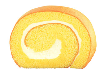 Slices of sweet cream roll isolated. PNG transparency