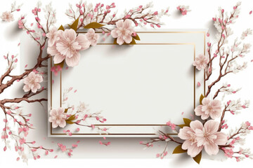 Obraz na płótnie Canvas Wildflower sakura flower floral frame red rose,hulthemia, rosa. Aquarelle wild flower for background, texture, wrapper pattern, frame or border.generative ai