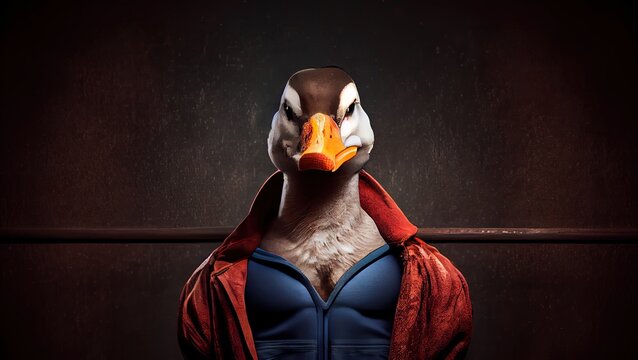 Duck Muscular Athlete Wearing Sportswear Generative AI