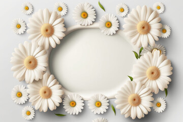 Obraz premium Wildflower daisy flower floral frame ,hulthemia, rosa. Aquarelle wild flower for background, texture, wrapper pattern, frame or border.generative ai