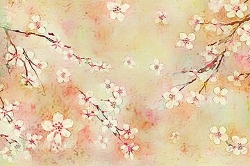Sakura vintage Japanese art background (Ai generated)