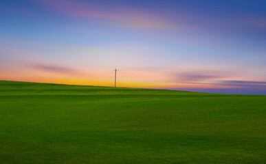 Obraz premium Countryside scenery at twilight sky, United States.