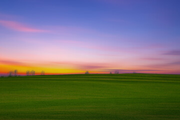 Countryside scenery at twilight sky,  United States.