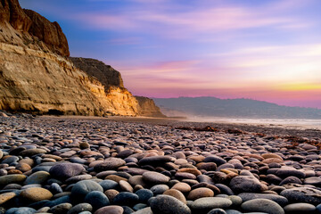 Sea beach sunset, San Diego, California.