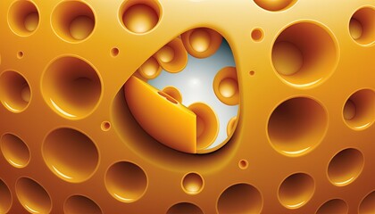  a close up of a yellow background with bubbles and a round object in the center of the image with a white center surrounded by smaller circles.  generative ai