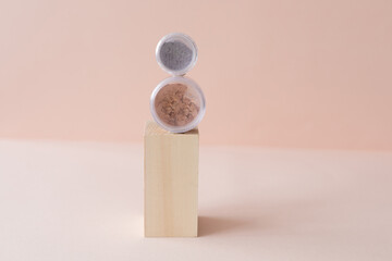 Cosmetic shades compact and loose mineral face powder makeup - Natural eco friendly make up products concept