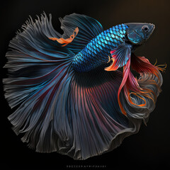 Fototapeta premium Colorful Betta Splendens Fish: A Vibrant and Striking Image of a Tropical Beauty Generative AI