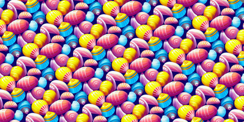 Fototapeta na wymiar Colorful seashells background pattern