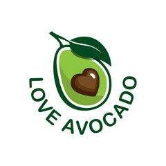 Love avocado logo with a pit in shape of heart