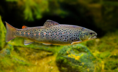 Fototapeta The Brown trout (Salmo trutta fario) in the aquarium obraz