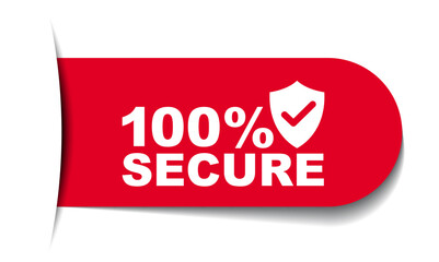 red vector illustration banner 100% secure