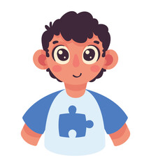 austism boy with puzzle shirt