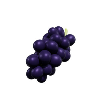 Grape anggur fruit 3d render illustration, icon,view, render, hd,  premium quality, alpha background, PNG format, sweet, healthy, fresh, nature, plant, tree, trees