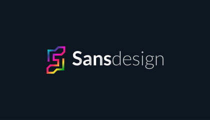 Abstract and Geometric Letter S Logo Design with Colorful Gradient Concept