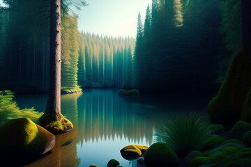 Abstract fantasy forest AI illustration