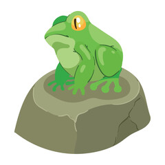 green frog in stone