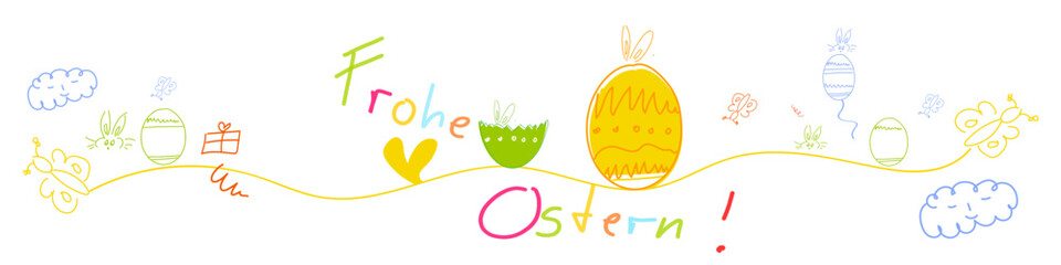 Oster Band Banner Ostermotiv Skizze Zeichnung 