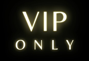 neon vip only illuminated sign web banner. Concept of private room, luxury, exclusivity and night club