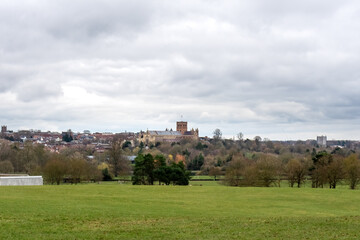 veiw of st Albans cathedral from Verulamium park