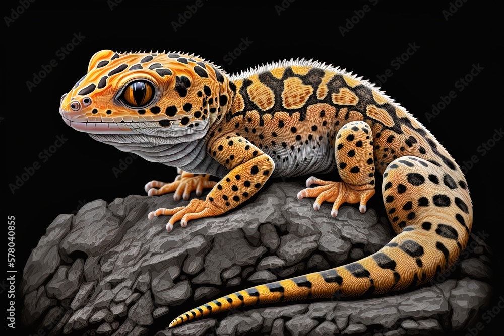 Aufkleber in-focus leopard gecko on a coral slab. perspective on a leopard gecko in-focus leopard gecko on a d