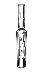 Mascara or lipgloss outline clipart. Cosmetic makeup tool sketch. Hand drawn vector illustration isolated on white.