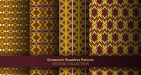 Simple geometry chevron seamless tracery set. British tracery ethnic patterns. Chevron ikat geometric vector endless motif package. Cover background prints.