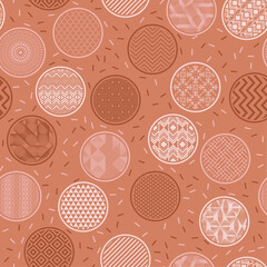 Creative fabric swatch geometric endless pattern. Bubble shapes with geometric patterns