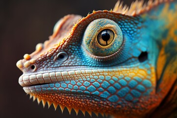 Fototapeta premium Close-up of chameleon.AI technology generated image