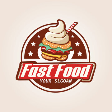 A fast food logo with burger and drink