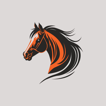 A horse with long hairs logo