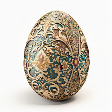 Luxury ornate easter egg - Faberge style, isolated on white background