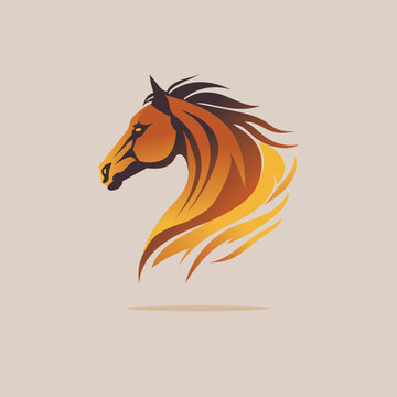 A horse with long hairs logo and illustration