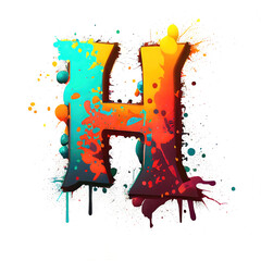 Letter H of colorful graffiti alphabet font (Generative AI)