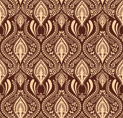 Baroque style damask retro ornamental seamless pattern surface design