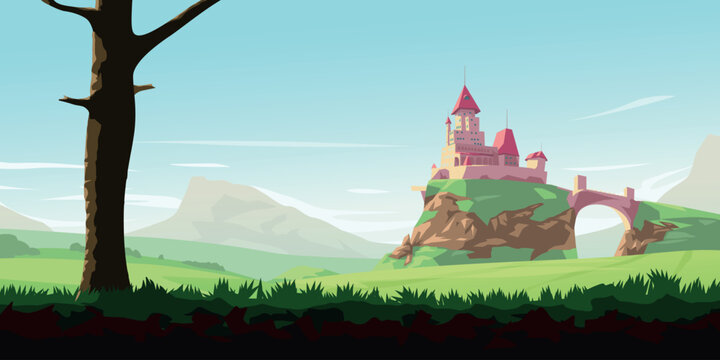 a castle landscape sunny day parallax ready