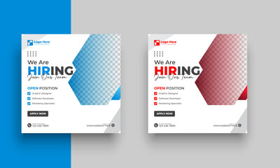 We are hiring job vacancy social media post or square web banner template design
