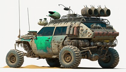 Fototapeta premium Wasteland buggy, post apocalypse off road vehicle