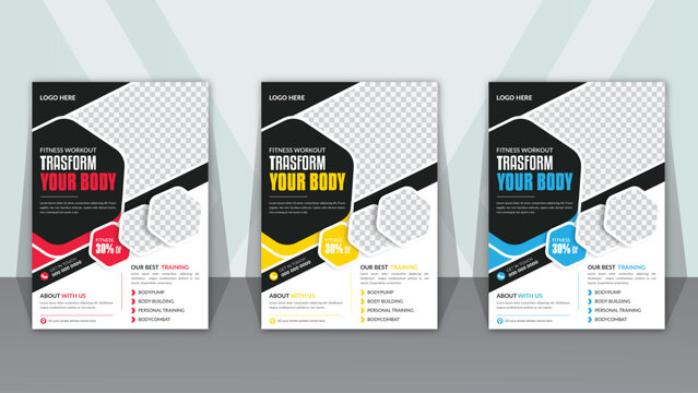 Creative layout Fitness Gym Flyer Template Creative layout poster design for sport event, tournaments, or championships. vector illustration format