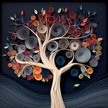 A nice tree in paper quilling style