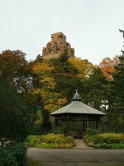 Naklejka premium The Monument To The Battle Of The Nation's and the South Cemetery in Leipzig in autumn. 