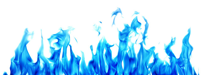 blue flame hot long stripe isolated on white